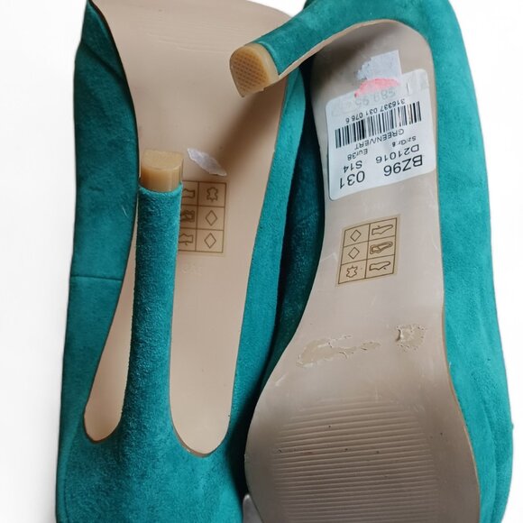 Le Chateau  Teal Suede Platform Peep Toe Stiletto Heels  Size  8 - Picture 13 of 13